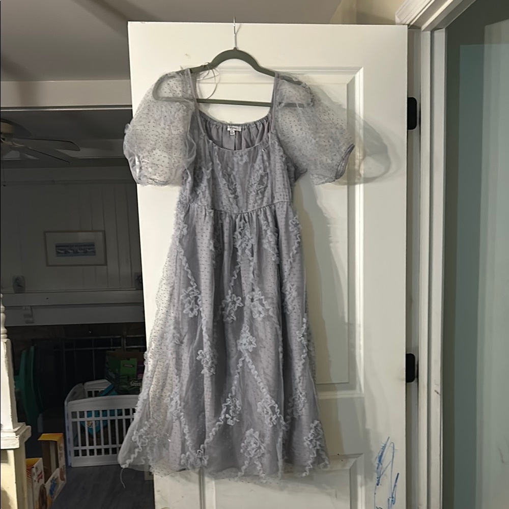 Gray Lace Midi Dress.